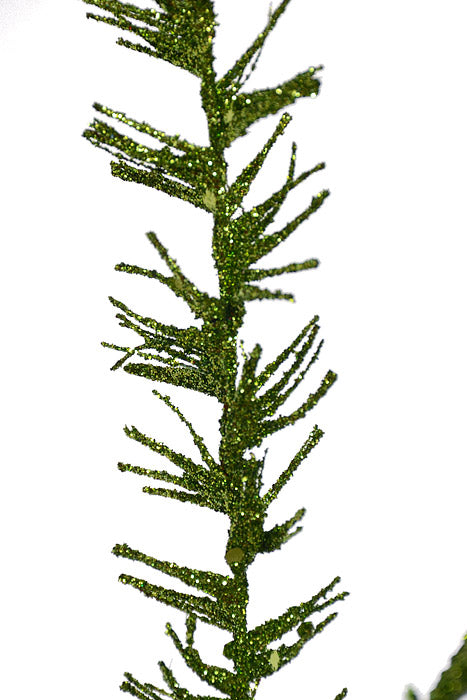 35" Glitter Mica Mini Leaf Grass Spray Apple Green