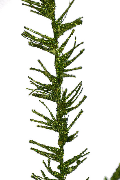 35" Glitter Mica Mini Leaf Grass Spray Apple Green