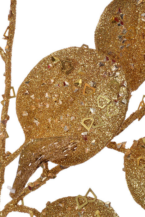 25" Glittered Dogwood Spray Gold Pkg/2