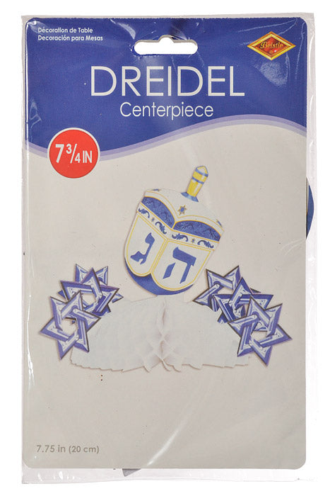 7 3/4" Dreidel Centerpiece Blue/White