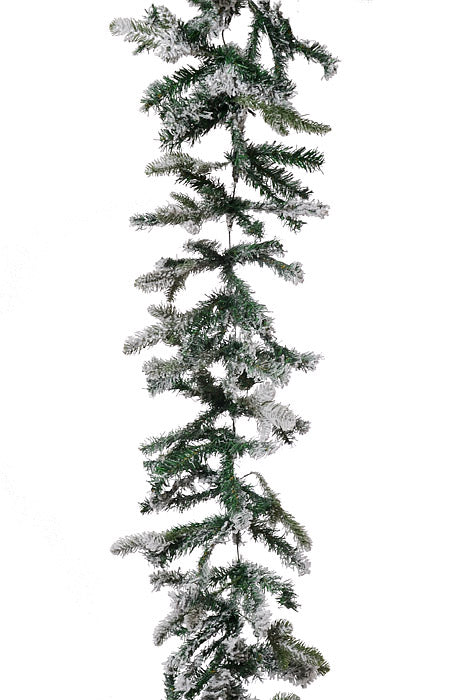 9Ft Snowy Garland White/Green