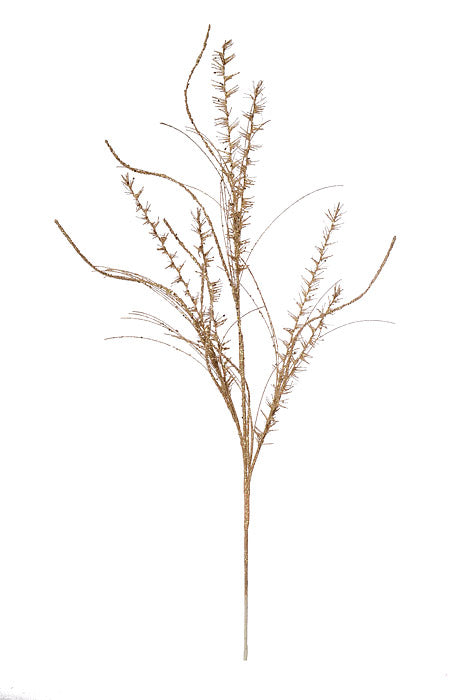 35" Glitter Mica Mini Leaf Grass Spray Champagne