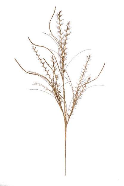 35" Glitter Mica Mini Leaf Grass Spray Champagne
