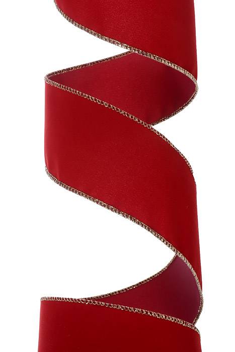 2.5" X 50yds Holiday Velvet Wired Ribbon Holiday Red/gold