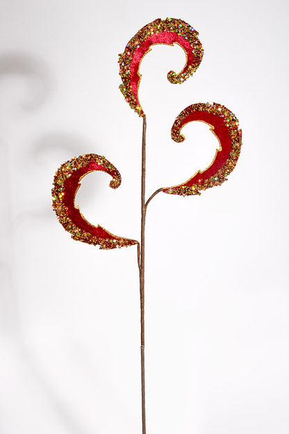 28" Velvet W/Jewel Edge Scroll Spray Burgundy/Gold