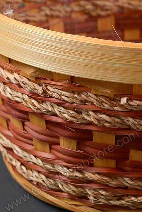 10.5" Round Split Wood &amp; Rope Basket W/liner Natural