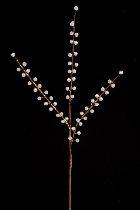 25.5" Pearlized Bead Spray Champagne/White