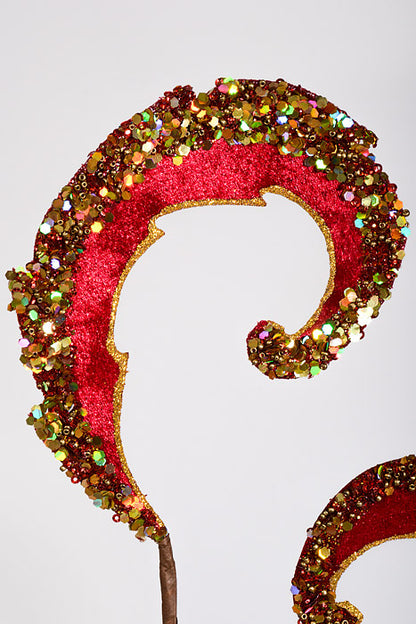 28" Velvet W/Jewel Edge Scroll Spray Burgundy/Gold