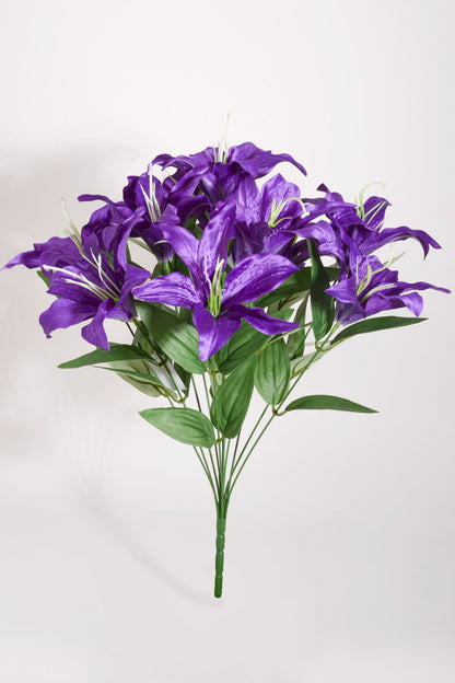 19" Silk Tiger Lily Bush Purple
