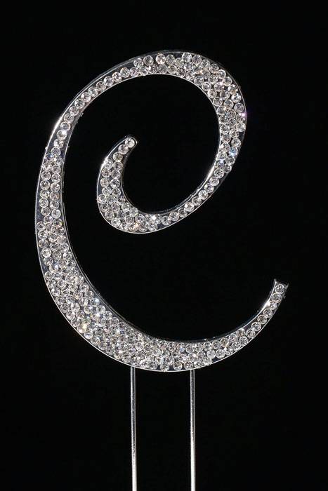 4.25" Rhinestone Letter "c" Cake Topper Silver