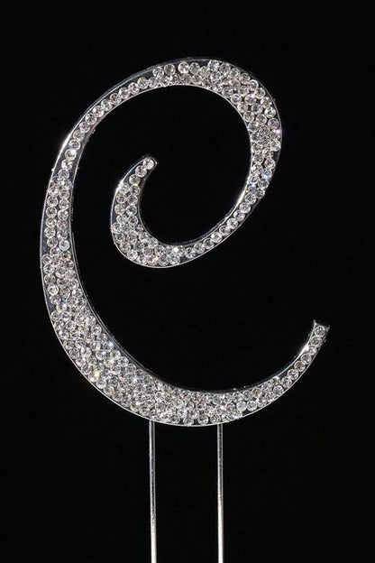 4.25" Rhinestone Letter "c" Cake Topper Silver