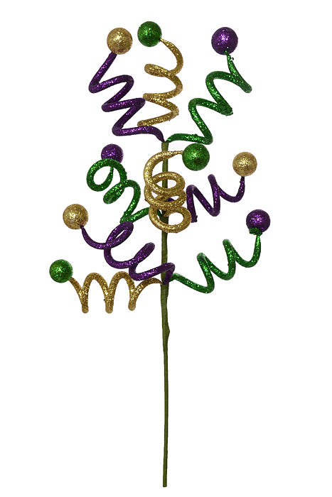 24" Curly Glitter With Ball Spray Multi Color