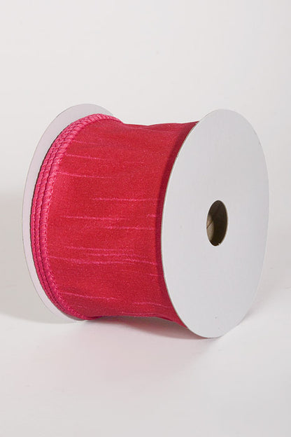 2.5" X 10Yds Wired Faux Dupion Ribbon Fuchsia