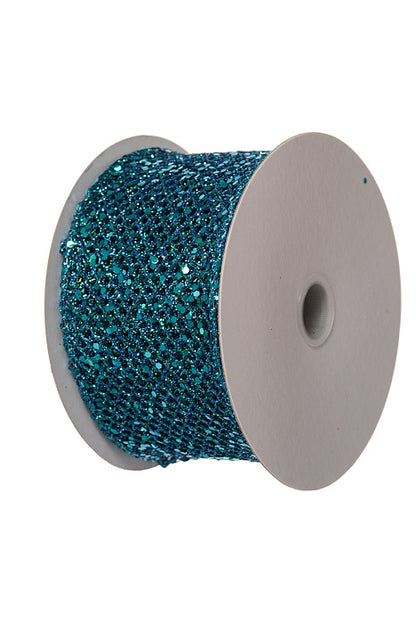 2.5" X 10Yds Wired Mega Glitter Netting Ribbons Teal