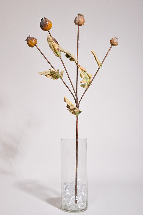 24" Silk Poppy Spray Brown