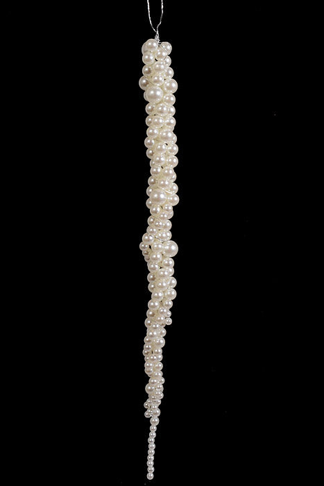 14.5" Pearl Hanging Ornament White