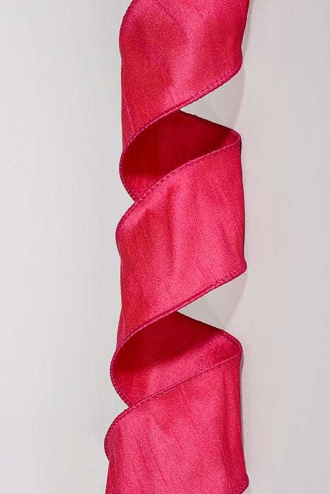 2.5" X 10Yds Wired Faux Dupion Ribbon Fuchsia