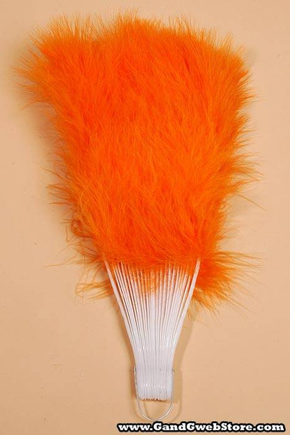 12" Folding Fan W/feather Orange