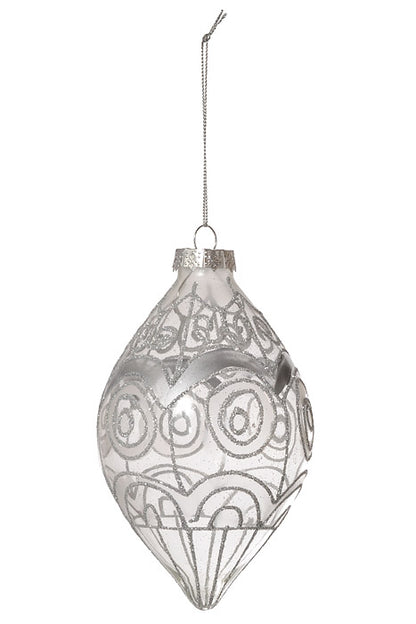 5.75" Glass Finial Ornament Clear/Silver