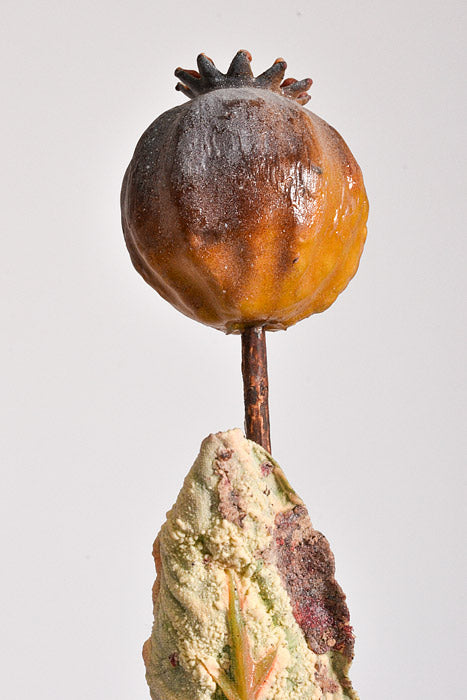 24" Silk Poppy Spray Brown