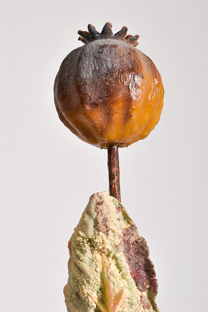 24" Silk Poppy Spray Brown