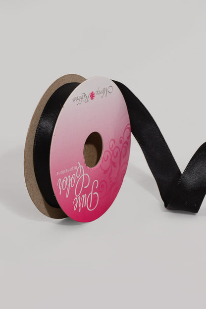 5/8" X 10YD Wired Satin Ribbon Black