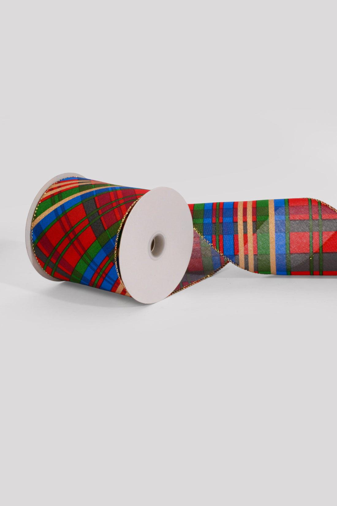 4" X 10Yds Wired Conklin Plaid Ribbon Red/Blue/Green/Gold