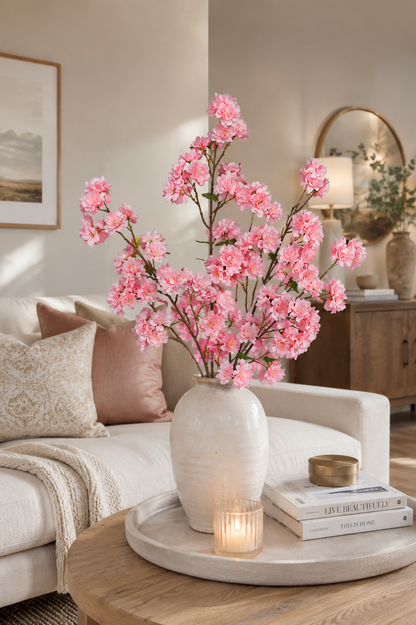 41" Silk Cherry Blossom Spray Peach