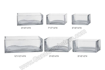 6" X 6" X 4" Square Vase Clear