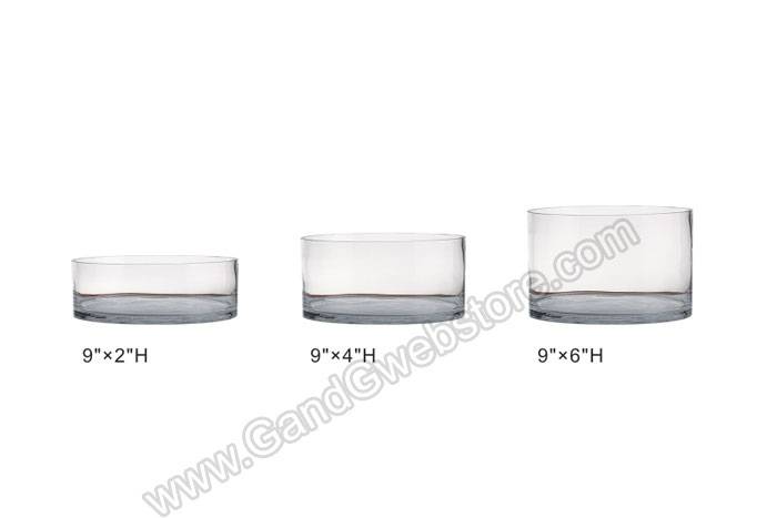 9" X 2" Cylinder Glass Vase Clear