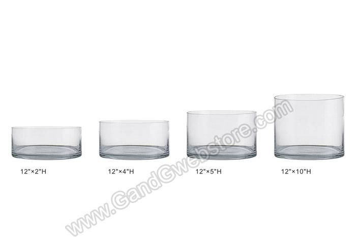 12" X 4" Cylinder Glass Vase Clear