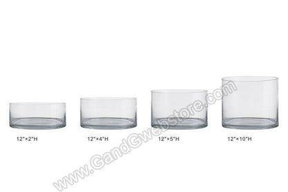 12" X 4" Cylinder Glass Vase Clear