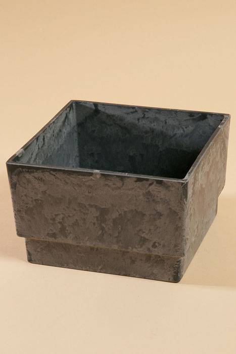 6.5" X 4.25" Square Slate Plastic Planter Gray