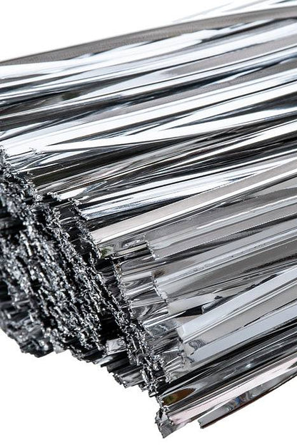 4" Twist Tie Silver Pkg/750