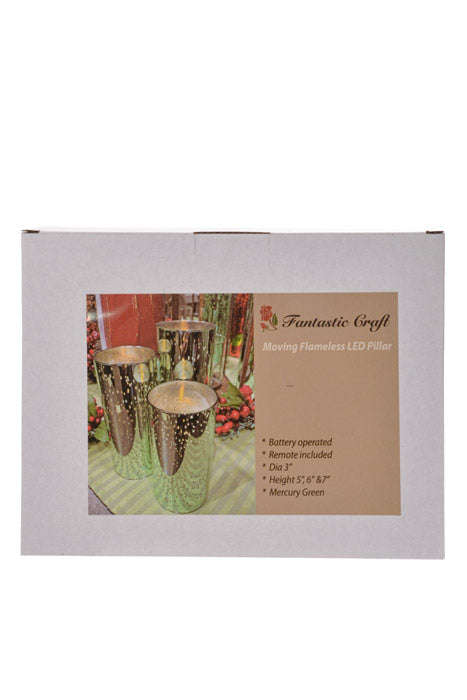 5&quot; X 6&quot; X 7&quot; Mercury Glass Candle Holder (Silver) Set/3