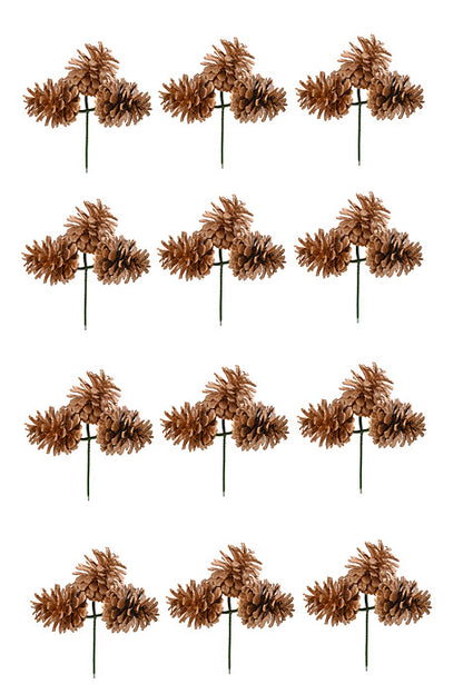 2.5" Pinecone With Tip Pick Gold Pkg/12