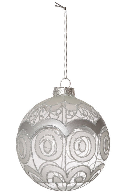4" Glass Ball Ornament Clear/Silver