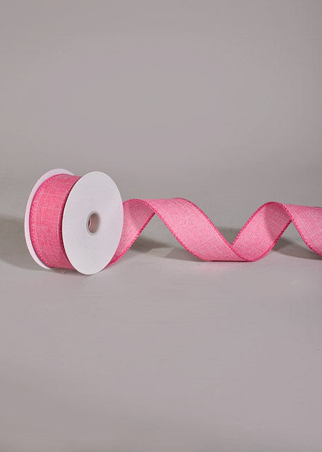 1.5" X 10Yds Wired Poly Linen Ribbon Pink