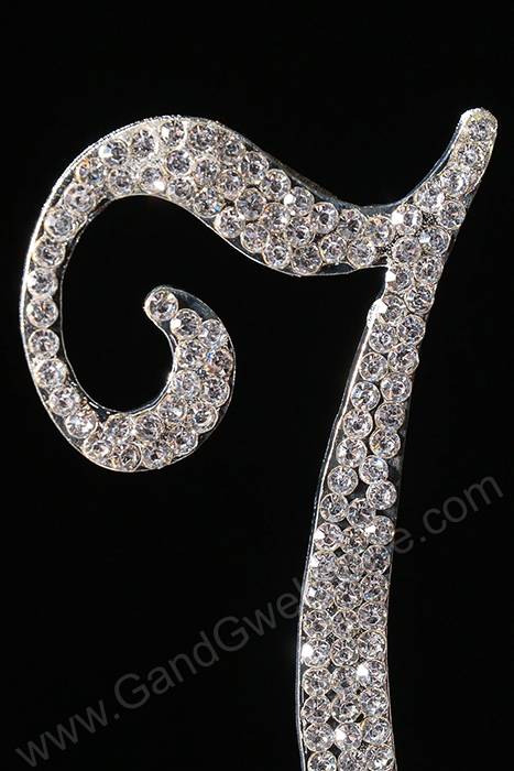 4.5" Rhinestone Letter "v" Cake Topper Silver