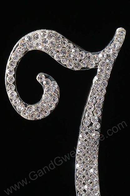 4.5" Rhinestone Letter "v" Cake Topper Silver