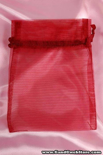 5" X 7" Organza Pouches Burgundy Pkg/12