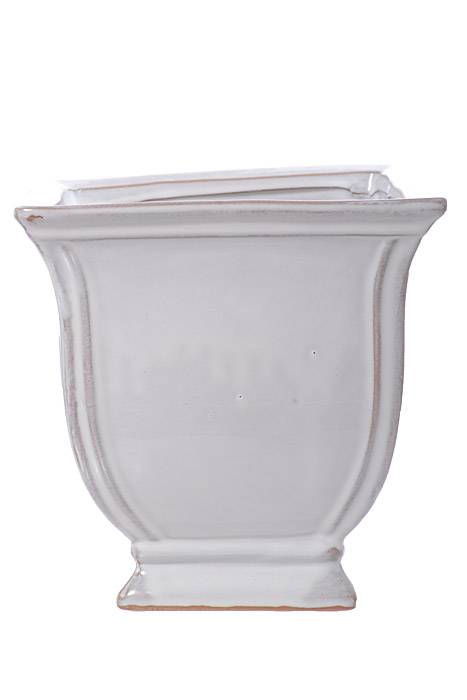8" X 8.25" Square Classic White Pedestal Pottery