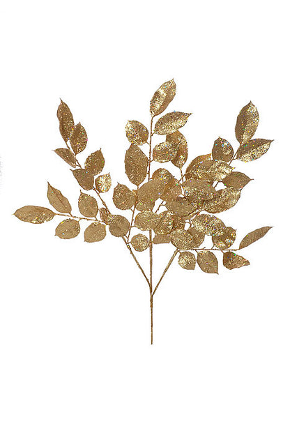20" Glittered Salal Leaf Gold (Pkg/3)