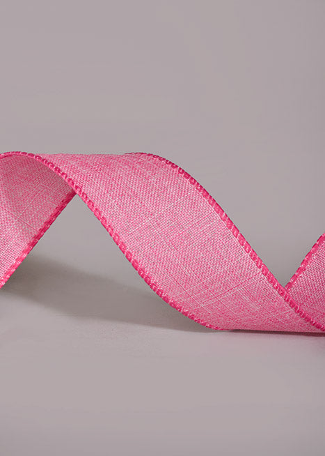 1.5" X 10Yds Wired Poly Linen Ribbon Pink