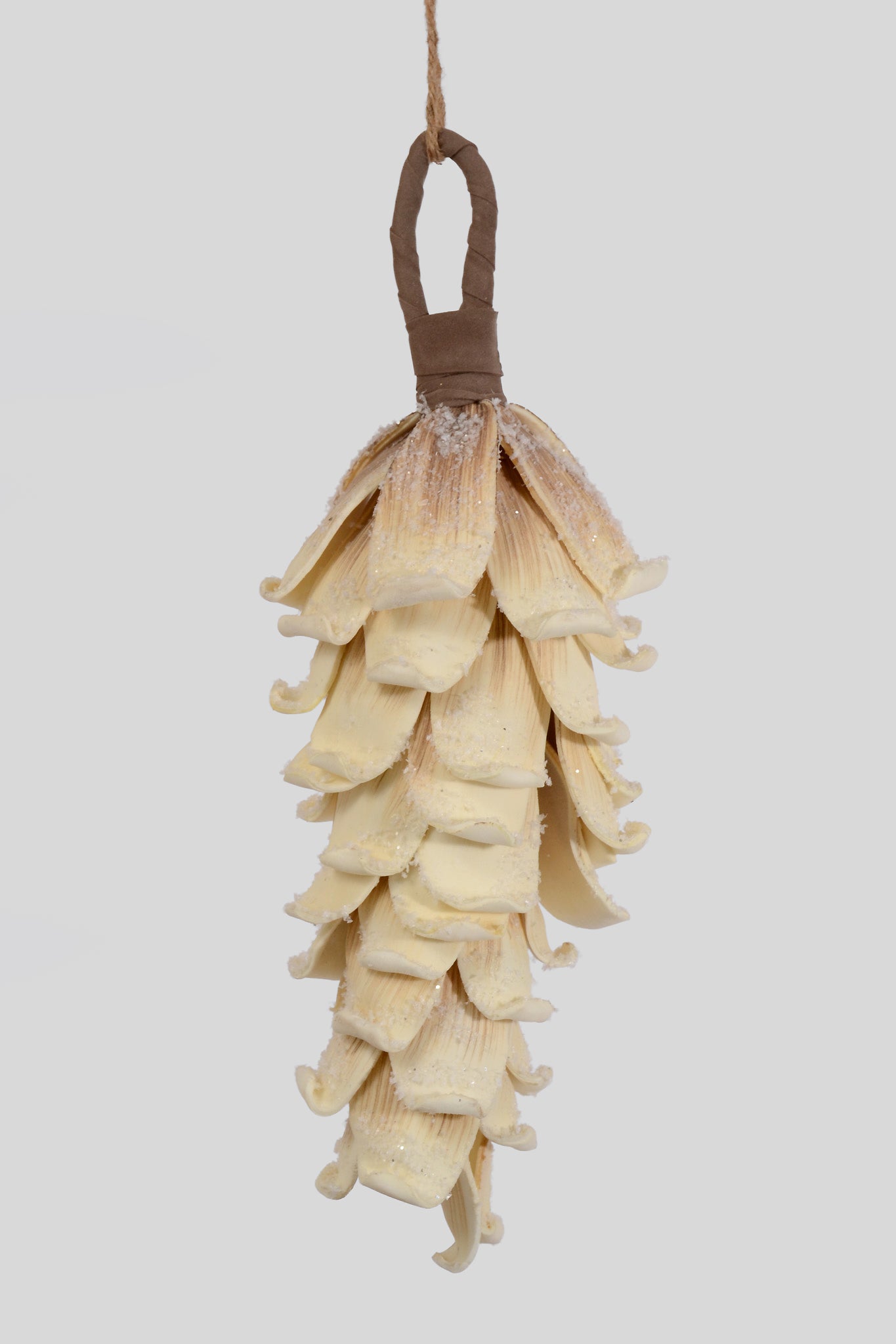 18" Frosted Foam Pinecone Ornament Cream/Brown