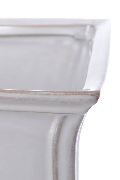 8" X 8.25" Square Classic White Pedestal Pottery