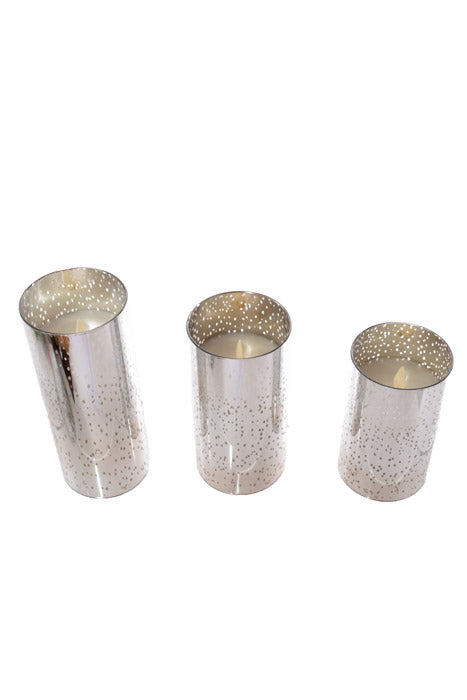 5&quot; X 6&quot; X 7&quot; Mercury Glass Candle Holder (Silver) Set/3
