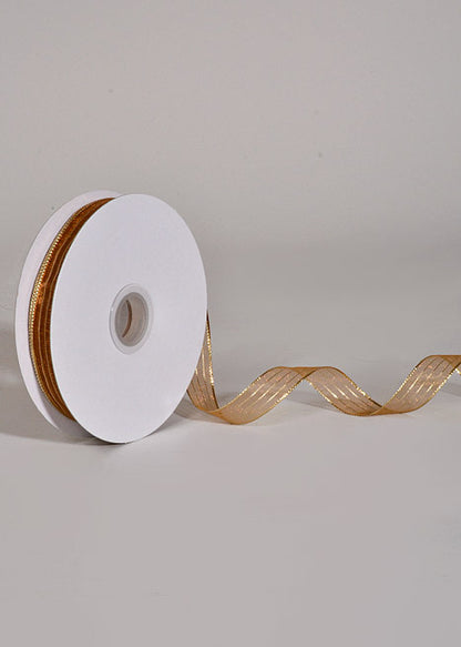 5/8" X 50Yds Metallic Pinstripe Sheer Ribbon Gold