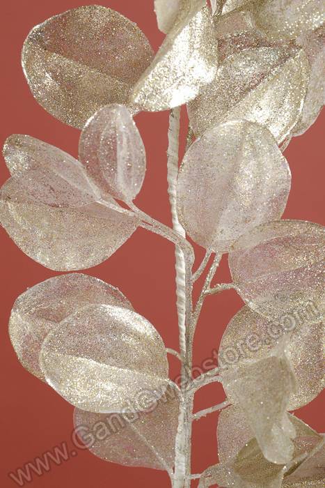 60&quot; Glitter Dogwood Leaf Garland Platinum