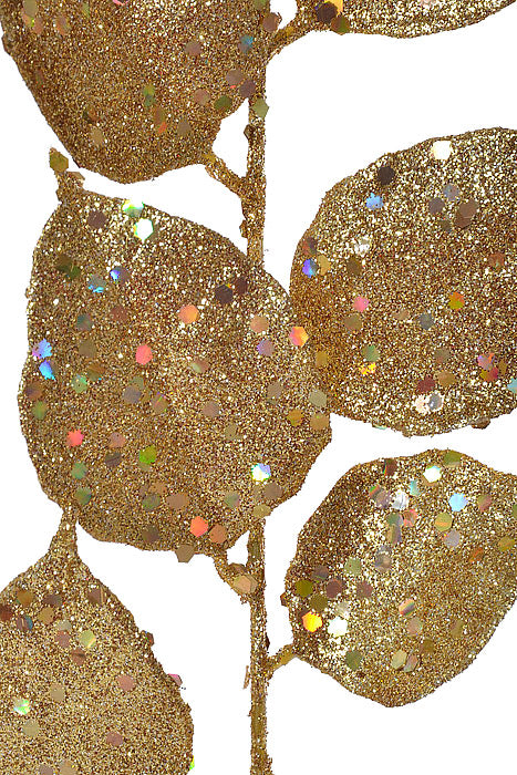20" Glittered Salal Leaf Gold (Pkg/3)